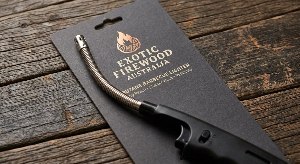 Exotic Firewood Australia Flex Flame flexible long-reach butane lighter in branded packaging