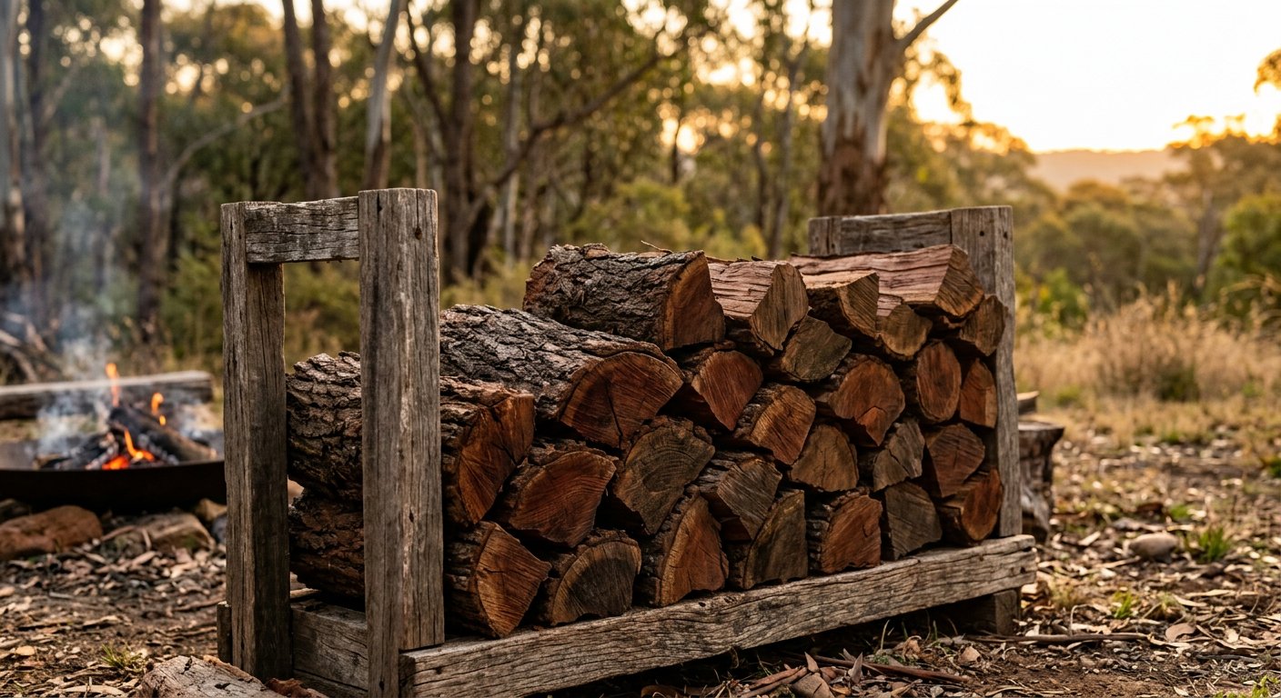 Stacked Jarrah firewood Perth