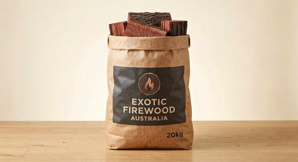 Sheoak Firewood 20kg Bag – branded Exotic Firewood Australia 20kg sack